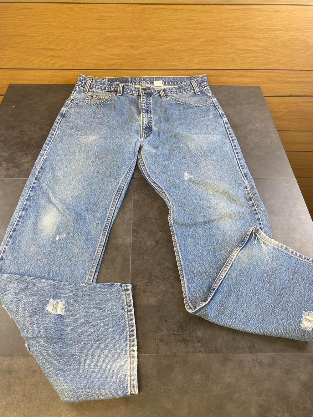 VTG Levi's 505 orange tab Reg Fit Straight Leg Distressed Jeans 38 x 32